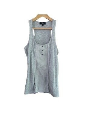 Silver Jeans lace trimmed button placket racer back cotton tank top size small